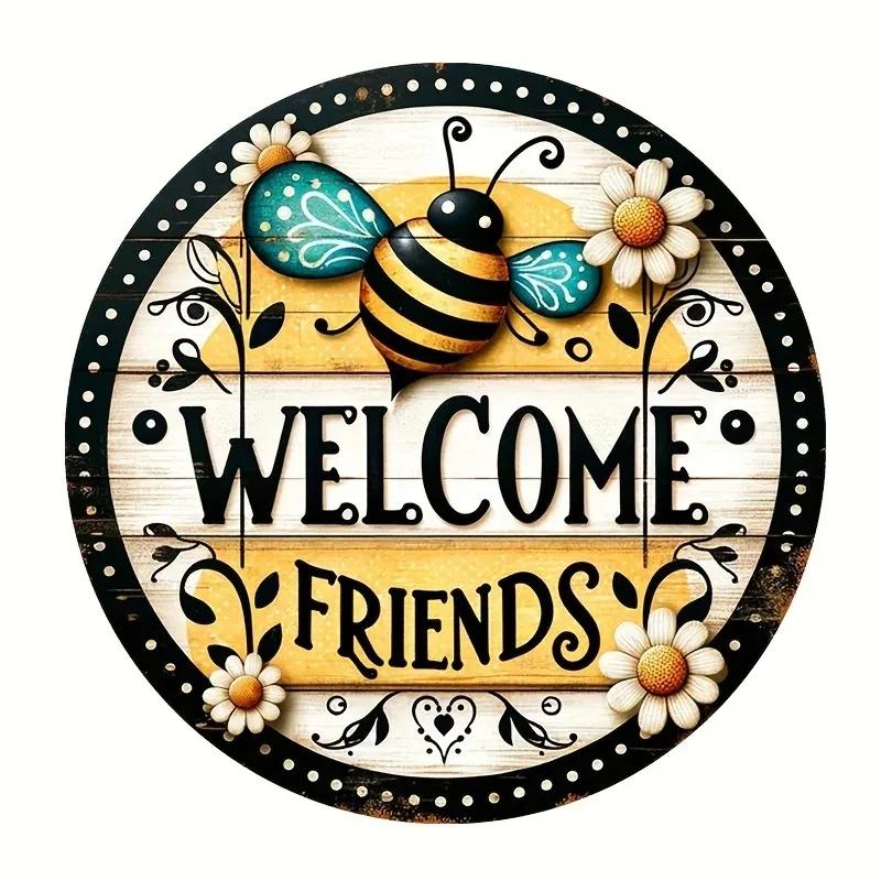 Vintage Botanical Dragonfly Bee Themed Metal Tin Sign HighDefinition Metal Tin Sign D Flat Products Design with Enhanced D
