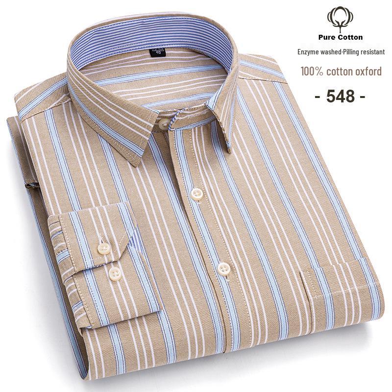 Men's Plus Size Plaid Oxford Cotton Long-Sleeve Shirt