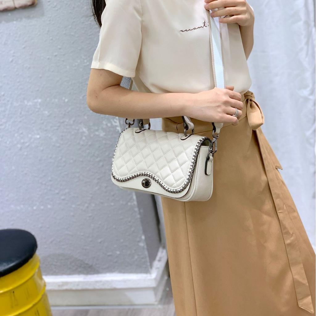 Premium light luxury leather women's bag rhombus small square bag handbag first layer cowhide temperament women's messenger bag