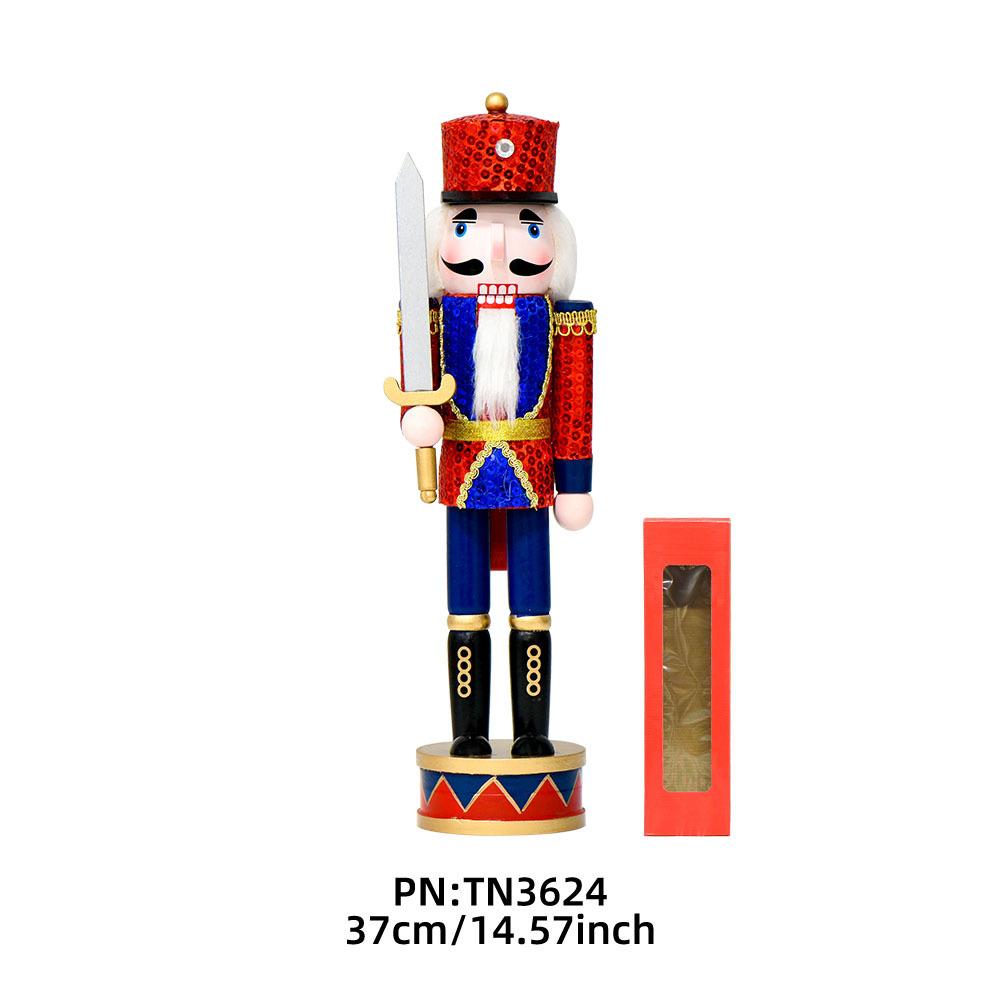 

2025 New 36CM Sequin Standing Drum Nutcracker Solid Wood Decorative Puppet Gift Craft Christmas Decoration 36CM