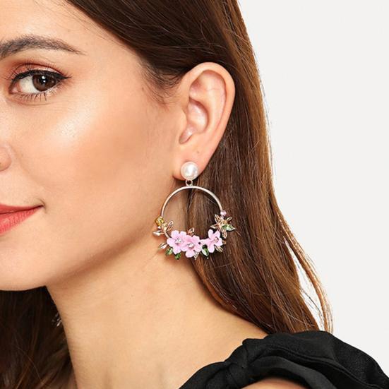 1 Pair Pendant Earrings Faux Pearl Dress Up Colorfast Girl Flower Pendant Earrings for Girlfriends