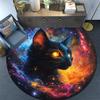 Cosmic Cat Round Area Rug,Carpet Rug for Living Room Bedroom Sofa Playroom Decor,Non-slip Floor Mat