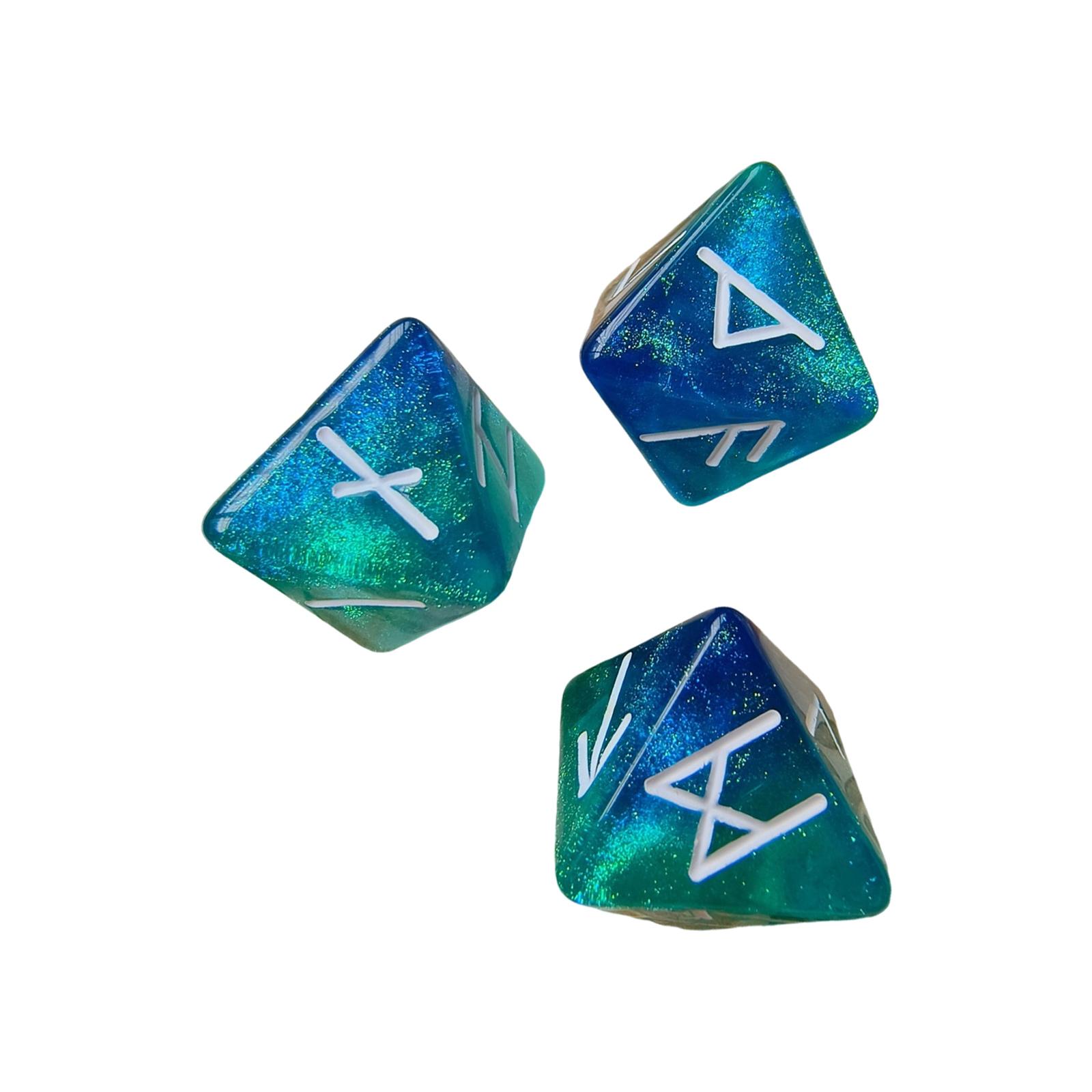 

3pcs Mystical Runes Dices Acrylic 8 Sided Dices Tone Assorted Polyhedral Dices with Symbols and Double Tone A
