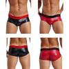 Mens Faux PU Leather Boxershorts Swimsuit Sexy Low Rise Briefs Convex Pouch Underwear Lingerie for Nightclub Loungewear Boxers