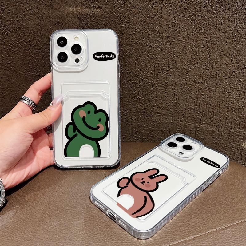 Card Slot Holder Silicone Wallet Pocket Case For Xiaomi Redmi Note 11 12 13 Honor X6A X7A X8A Tecno Spark 10C Infinix Note 30 Cover Clear Phone Bumper