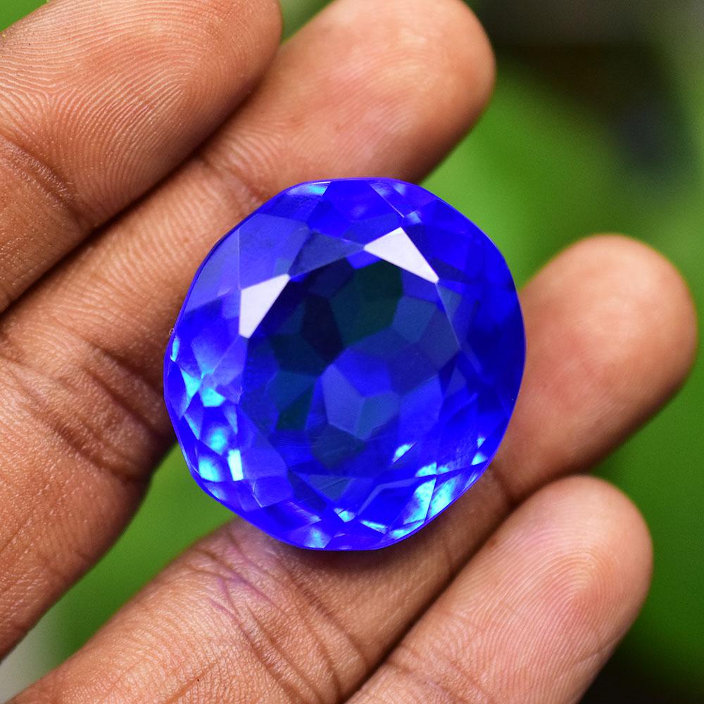 Lab-Created Blue Sapphire Loose Gemstone 93.25 Ct Oval Cut September Birthstone for Gem Collections