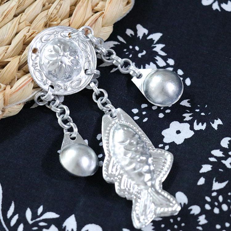 Ethnic Miao Silver Butterfly Pendant with Bells