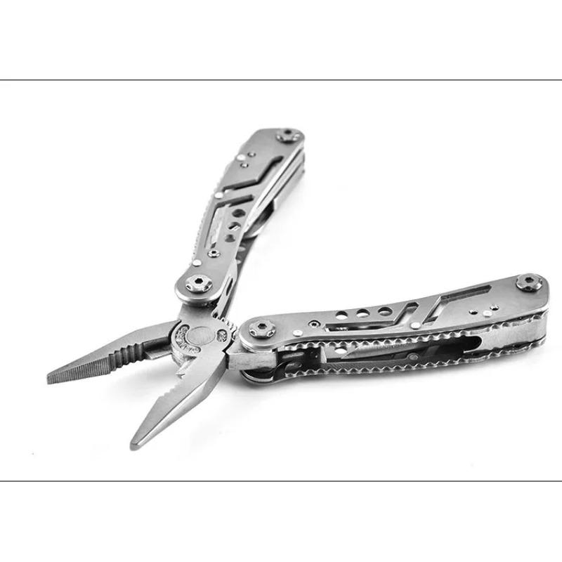 11in 1 Combination Foldable Multifunctional Pliers Portable Emergency Survival Camping Tool with 12 Screwdriver Head Mini Knife