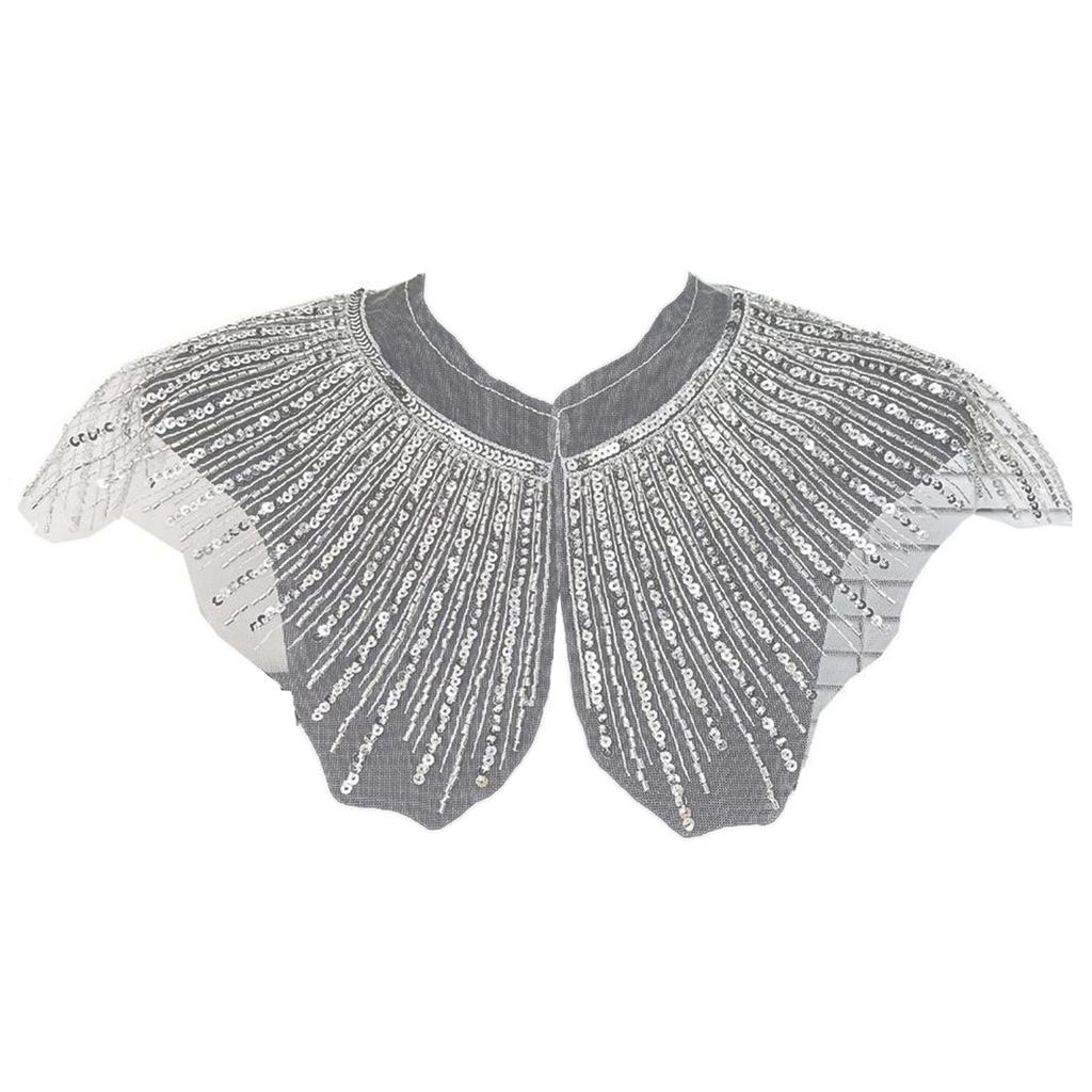 Eye-Catching Sequins Collar Applique for Clothes Dress Sewing Patches DIY Lapel Wedding Dress Decors Accessories