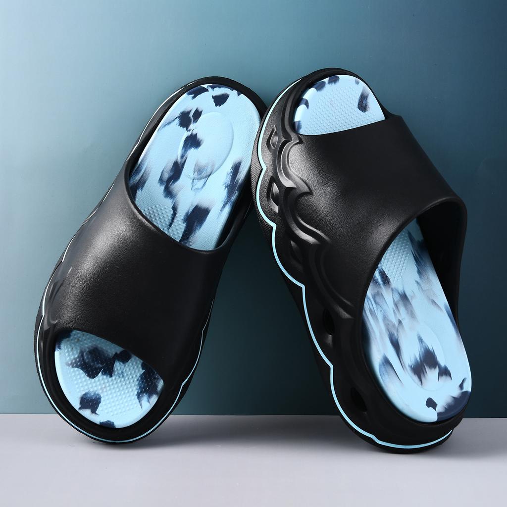 One-word Drag Men's Summer Outer Wear Thick-soled Non-slip Cool Slippers EVA Heightened Wear-resistant Breathable Non-smelly Foot Beach Slippers