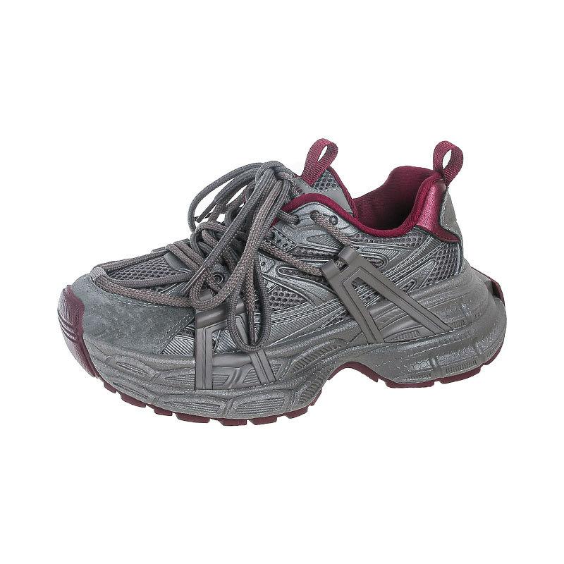 Internet Celebrity Explosion Hiking Shoes Casual Sports Shoes Women's New 2025 Spring and Autumn Thick-soled Gray Dad Shoes Women