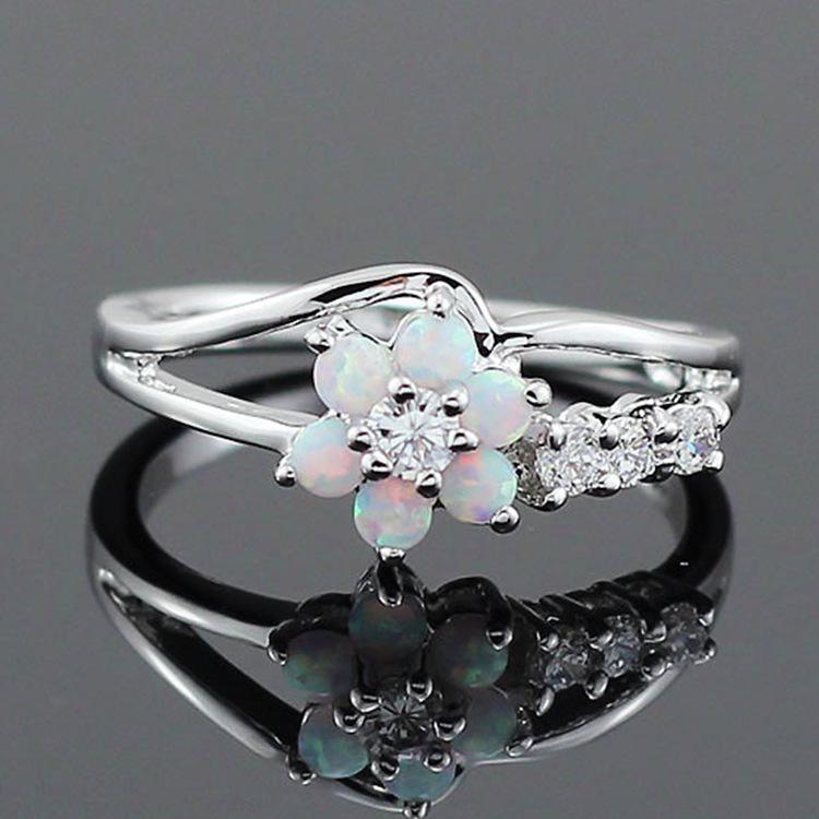 

Кольцо с опалом Chenrui - Европейская и американская модная бижутерия Size 12 белый