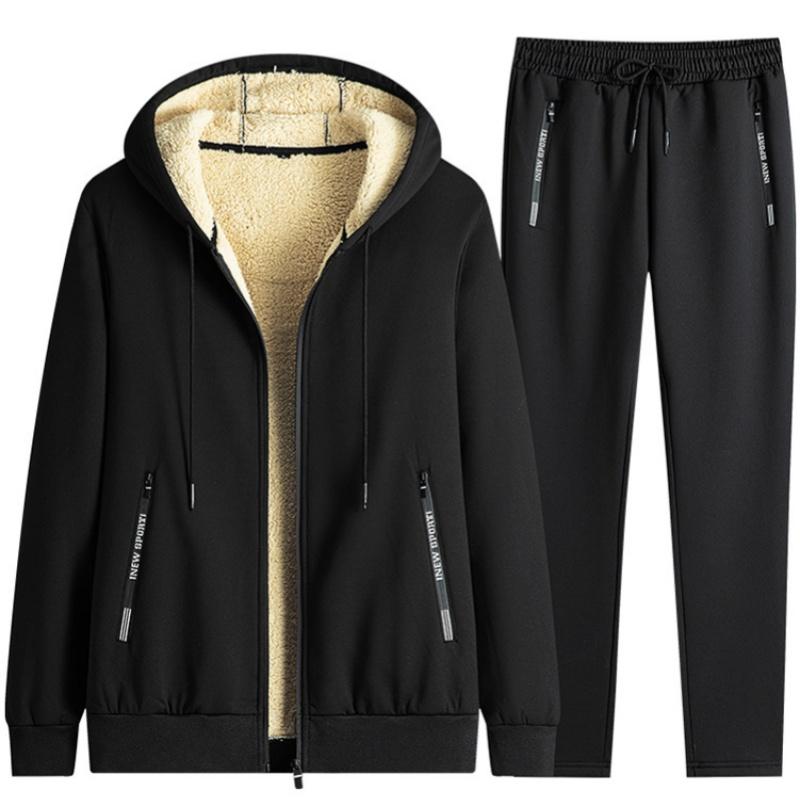 Autumn Sweater Hooded Casual Sports Suit Straight Long Pants Cardigan Jacket Loose Men's Two-piece Suit