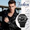 Lancardo Men's Triangular Case Quartz Watch PU Leather Strap Large Arabic Dial Everyday Water Resistant