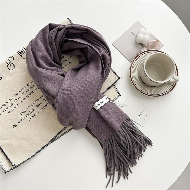 Kašmírový šátek na ruku, podzimní a zimní, jednobarevný, dámský, tlustý střapec, jednoduchý a všestranný, měkký a teplý, imitace kašmíru