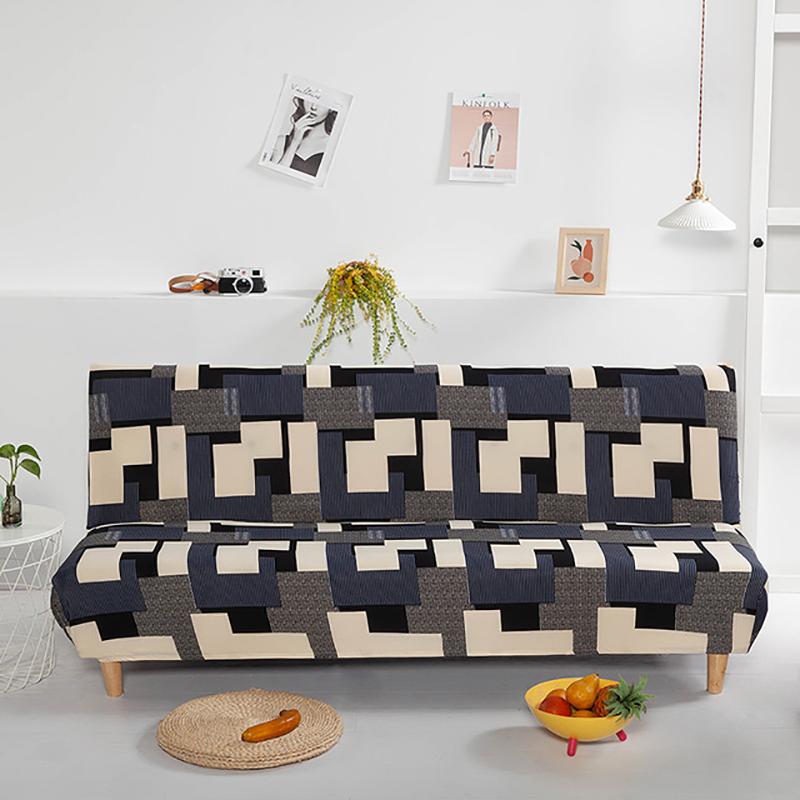 Meijuner Printed Sofa Bed Cover Universal Size Armless Sofa Bed Covers Tight Wrap Slip-resistant Elastic Stretch Slipcovers
