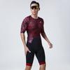 Tuta da Ciclismo Skinsuit Chrono Suit Manica Corta Uomo HVP-025, Rossa, 3XL