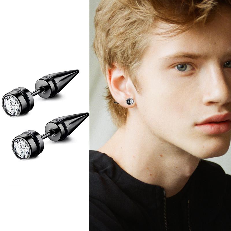 1 Pairs Unisex Stainless Steel Black Earrings Punk Geometry Simple Trend Fashion Drop Earrings Women Men Gothic Stud Earrings