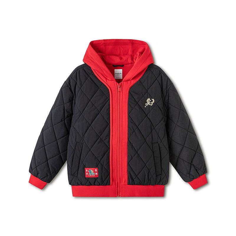 Balabala Children's Colorblock Windproof Hooded Cotton Jacket