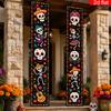Day of the Dead Porch Sign Guitar Trumpet Dancing 1 Pair Polyester Indoor Outdoor Decor