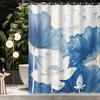 1pc Chinese Style Blue Elegant for Lotus Leaf Bathroom Shower Curtain, with 12 Hooks, Bathroom Decoration, Bathroom Accesso