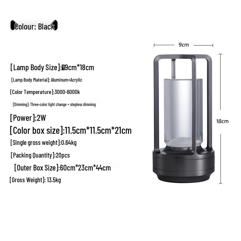 Portable LED Touch Lamp - Metal Stand, Rechargeable, Eye-Protective, Super Bright for Bar, Camping, or Table Use