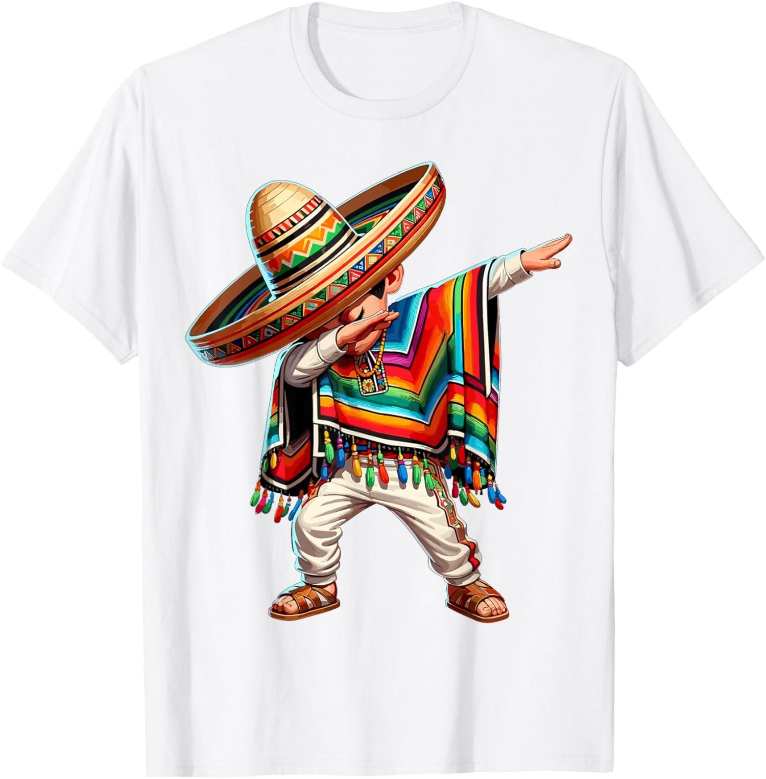 Mexican Boy Dabbing Poncho Cinco de Mayo Party Unisex T-Shirt S разноцветный