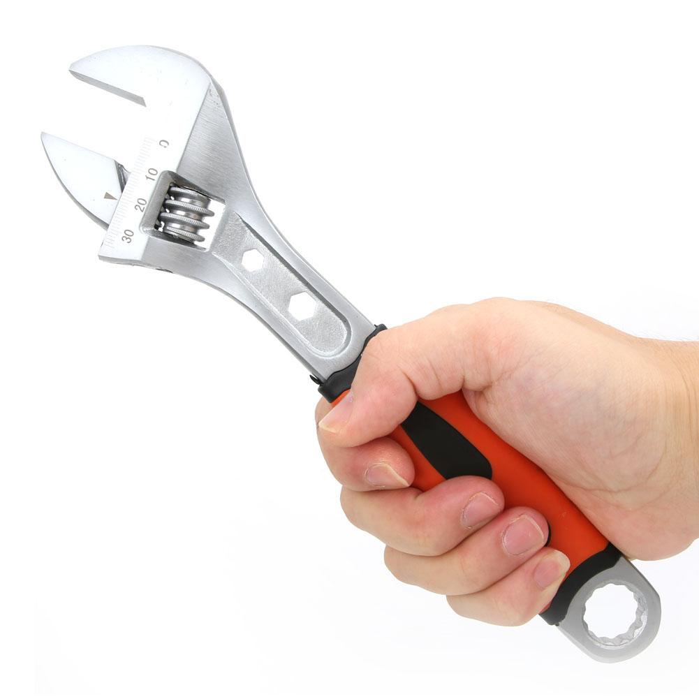 810 Inch Adjustable Wrench Multifunction Nonslip TPR Handle Spanner Auto Repair Tool(10 inch )