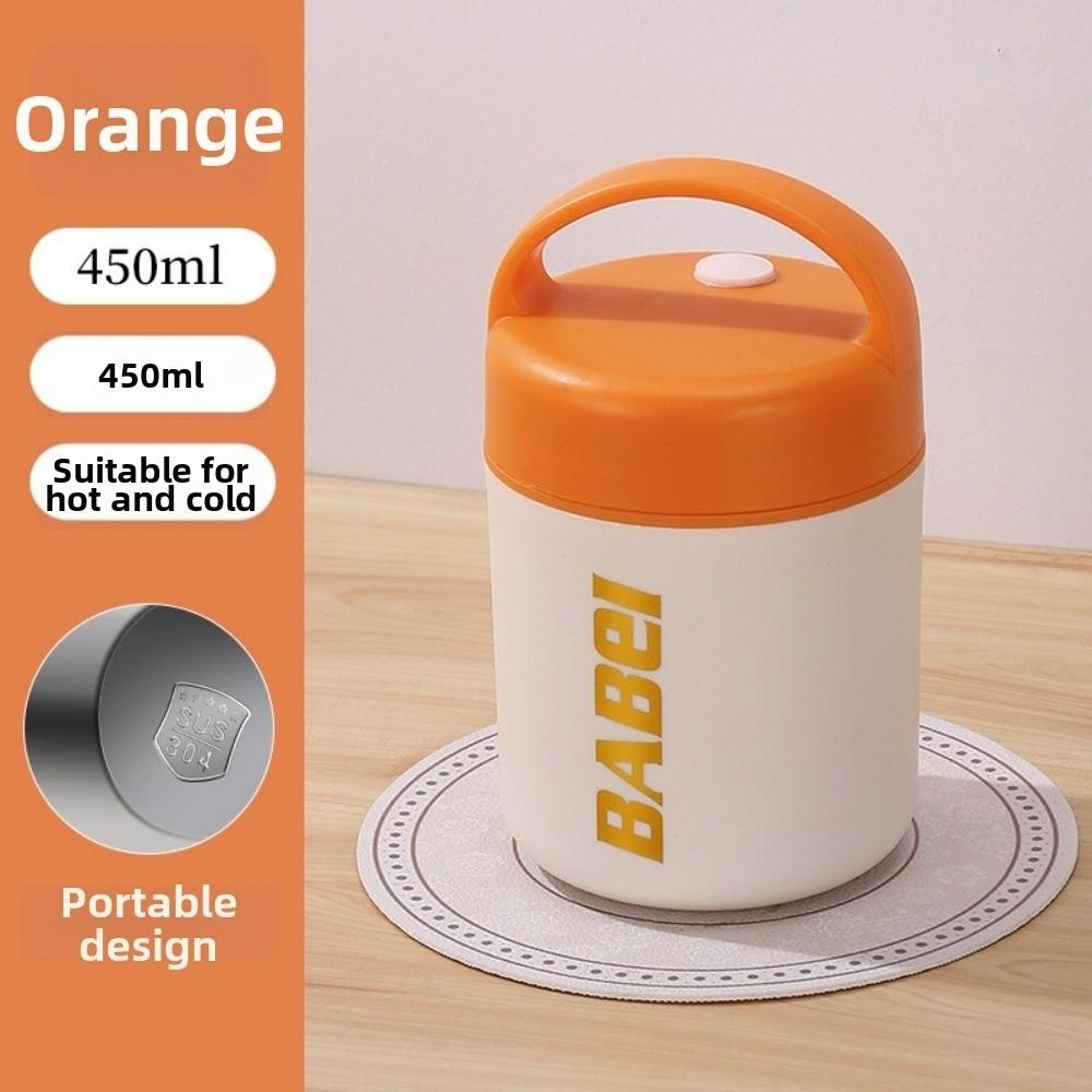 304 Stainless Steel Insulated Breakfast Mug 450ml Leak-Proof Hot & Cold Mug Double Wall With Handle Thermal Travel Mug Lunch Use