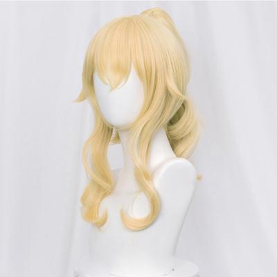 Professionele Jean Cosplay Pruik Genshin Impact Blond Krullend Paardenstaart Hittebestendig Synthetisch Haar Anime Cosplay Pruiken + Pruikkap