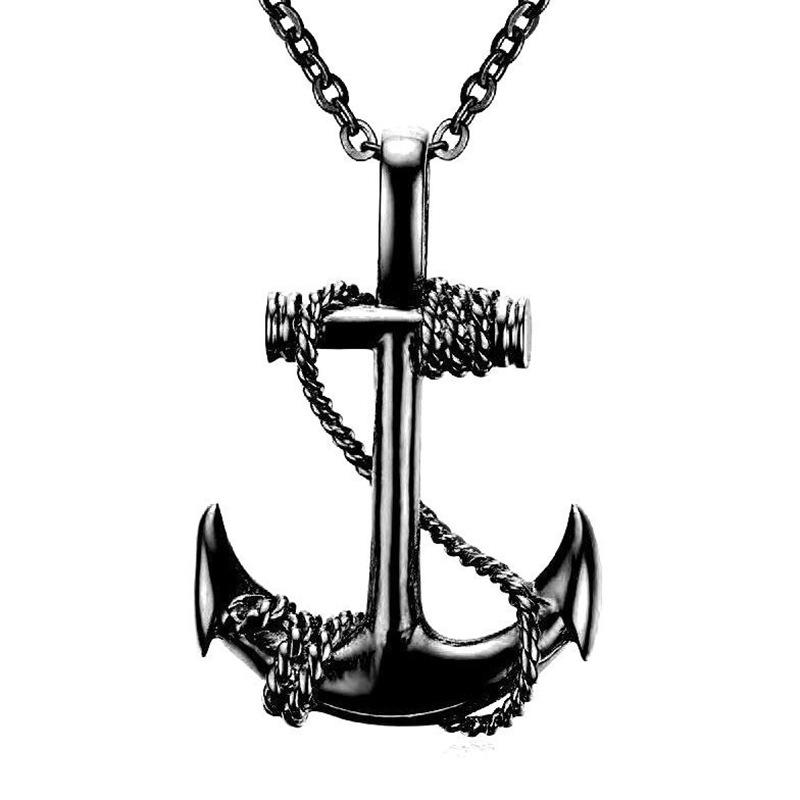 Titanium steel anchor pendant necklace, trendy men's personalized retro cross jewelry, boyfriend gift
