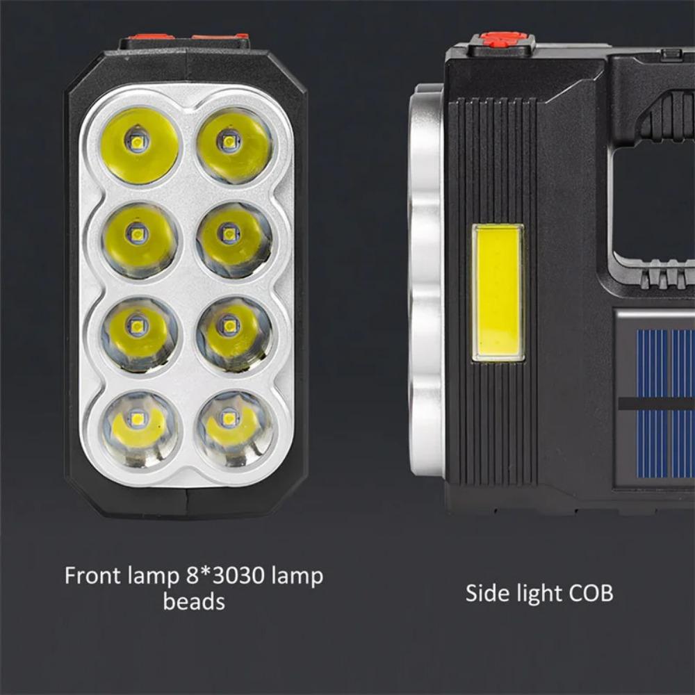 High Lumen Led Flashlight Waterproof USB Rechargeable Flashlights Searchlight Built-In Battery Outdoor Solar Lighting Torchlight