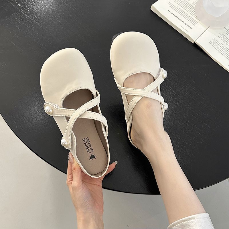 2025 summer and autumn new outer wear fairy casual half drag female fashion round head flat bottom bag head half slippers female