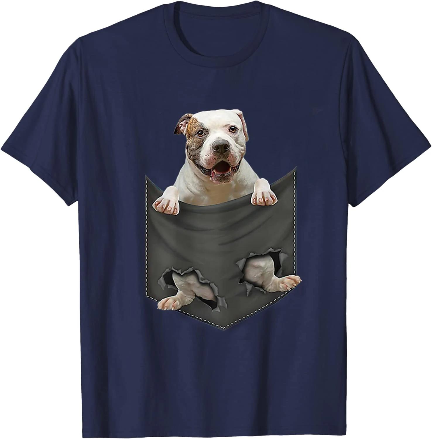 

American Bulldog Dog In Pocket Dog Lovers Gift TShirt Short Sleeve Casual 100 Cotton ONeck Summer Mens Tshirt Size S3XL 4XL