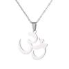 Silver OM Buddha Element Necklace: Stainless Steel Yoga Protection Jewelry for Women