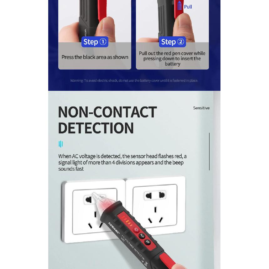 Non Contact AC Voltage Detector 12V-1000V sensitivity adjustable Pen style tester meter voltage indicator voltmeter