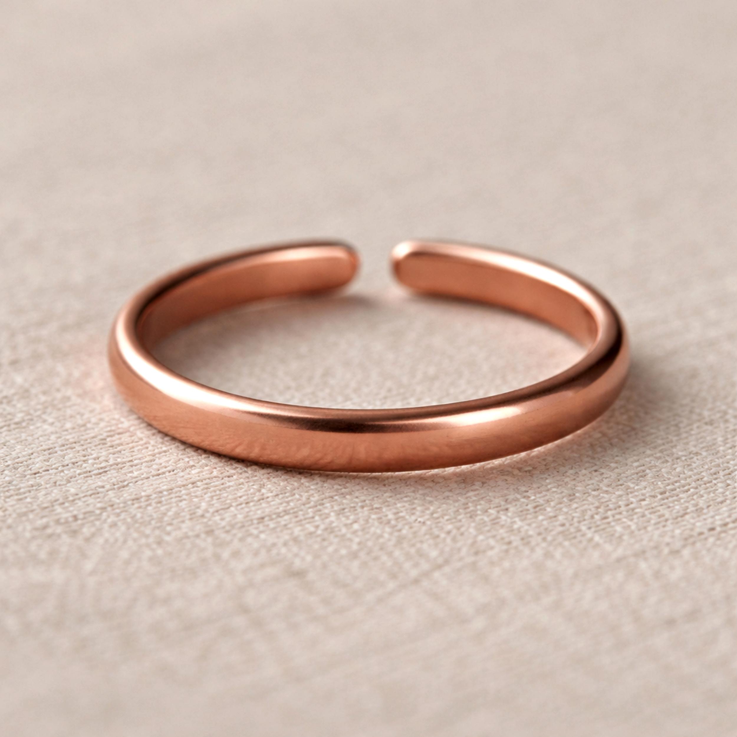 Pure Copper Adjustable Open Ring, Minimalist Handmade Copper Band, Healing Copper Jewelry, Unisex Stackable Ring 4 медный