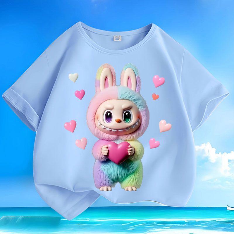 Children's Fashionable Pure Cotton Top, Cute Loose T-shirts for Boys and Girls  Summer