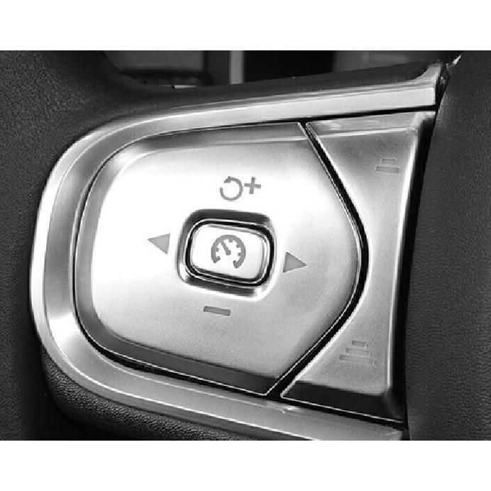 For Volvo XC90 2016-2024 Silver Alloy Steering Wheel Control Button Cover Trim