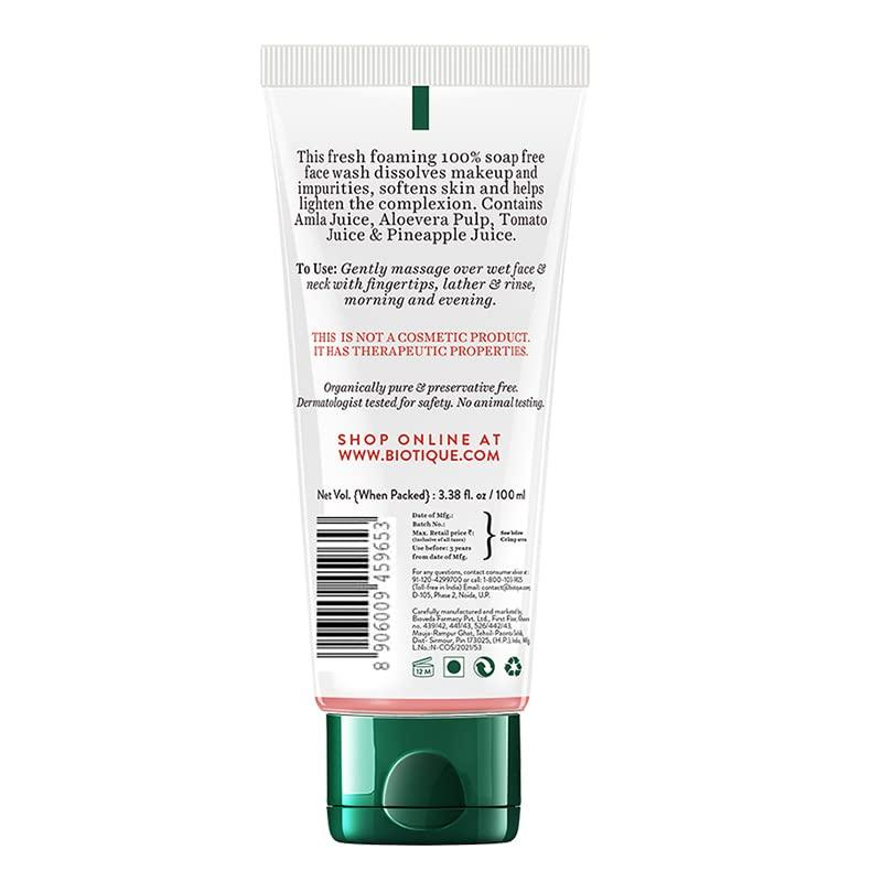 Biotique Fruit Brightening Face Wash 100ml – Ayurvedic Gel For Glowing Skin – Natural Aloe Vera & Botanical Extracts – All Skin Types