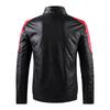 Leather Insert Color Stand Collar PU Leather Motorcycle Jacket for Spring and Autumn Thin Casual Leather Jacket for Men
