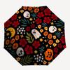 1 Stück Halloween Blumen Automatischer Faltregenschirm, Stabiles 8-Rippen-Dach, Tragbarer Reise-Regenschirm für den Außenbereich