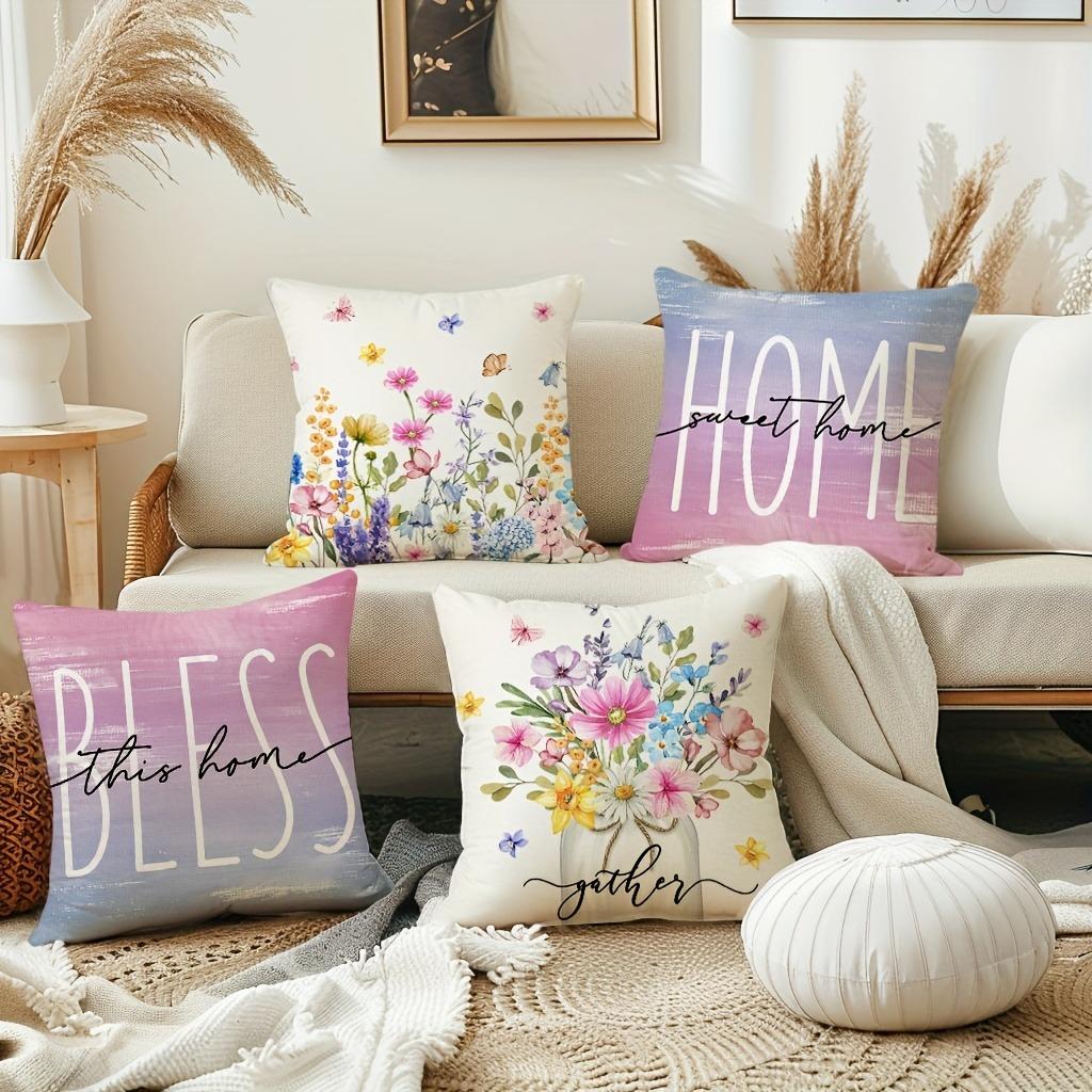 Cozy Home - Floral Harmony Pillow CoversLiving room sofa cushion cover, soft and comfortable, bedroom room decoration