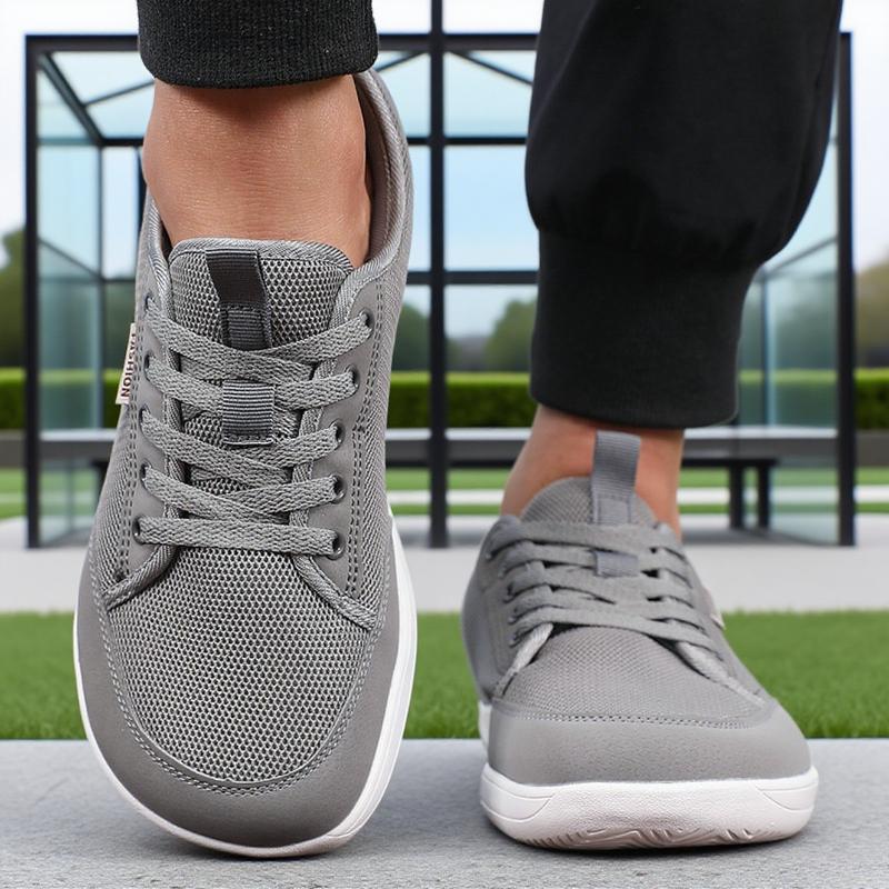 Fashionable Men'S Wide Footed Shoes Breathable Barefoot  Flat Shoes Comfort Non Slip Light Gray Mesh Walking Shoes  Sell