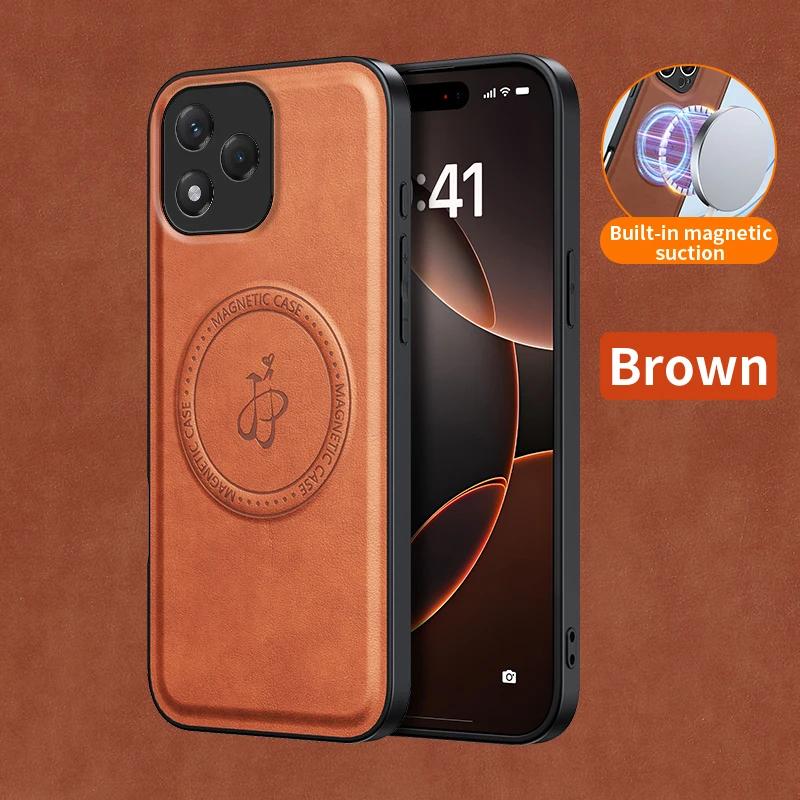 Wireless Charging Magnetic Case for Honor 400 Lite 5G Protective Cover PU Leather Hard Back Shell Coque
