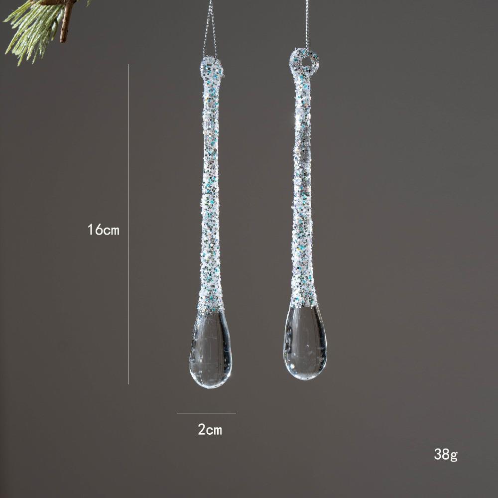 New Crystal Clear Christmas Tree Ornaments Glitter Hanging Party Holiday Decor Transparent Acrylic Icicle Decorations