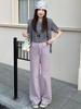 Lilac High-Waisted Wide-Leg Jeans for Women - Trendy Loose Straight-Leg Pants