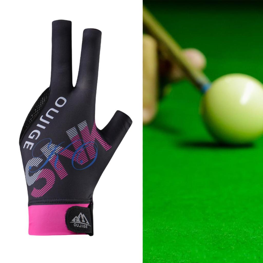3 Finger Billiard Glove Pool Cue for Women Men Non Slip Left Hand Lightweight Snooker