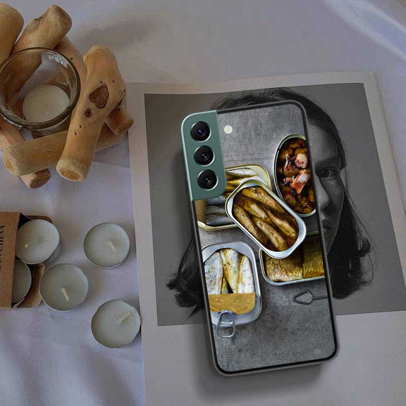 Sardines Canned Phone Case For Samsung Galaxy S22 S25 Ultra S21 S10 Plus S26 Edge S20 S23 S24 FE Cover Silicone Soft TPU Cle