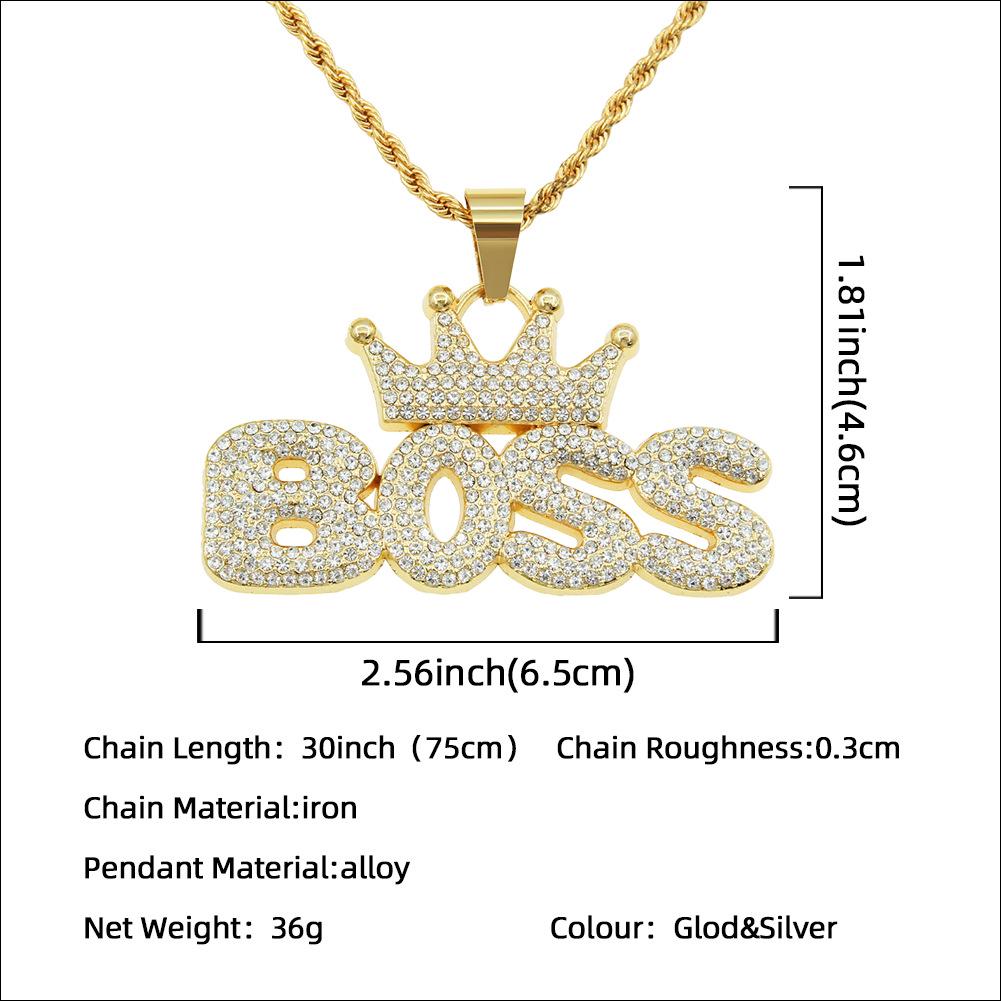 European & American Hip Hop Crown Letter Pendant Necklace - Trendy, Exaggerated Long Style Accessory
